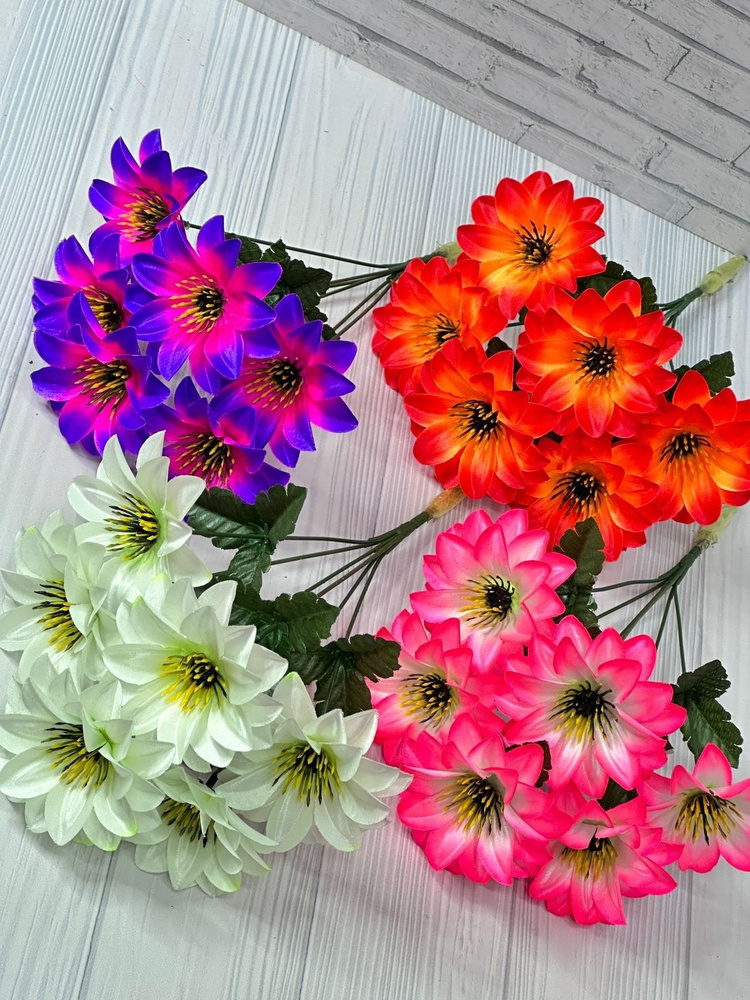 Искусственные цветы на кладбище "EVAQUEEN", Лилии, Разноцветные, Альтернатива живым цветам, 4 букета, #1