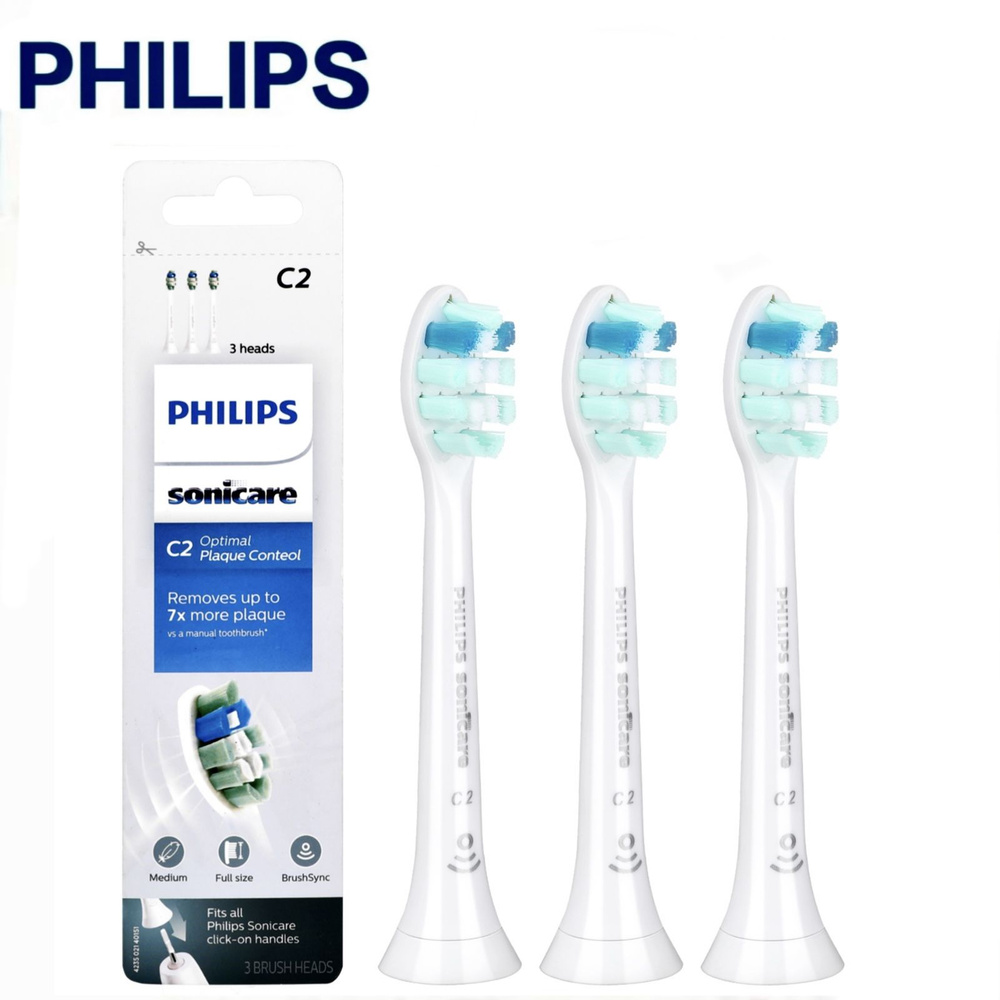 Насадки для зубных щеток Philips Sonicare Original C2 Philips Optimal Plaque Defence белый HX9023/65 #1