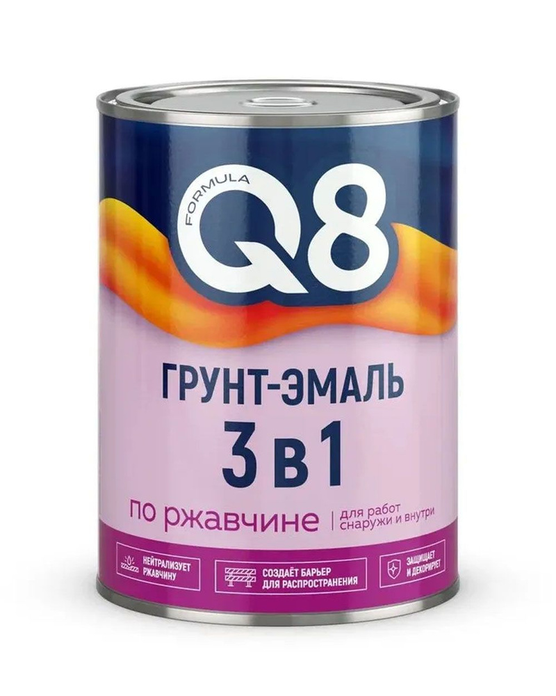 Грунт-эмаль Formula Q8 3в1 по ржавчине, алкидная, полуматовая - коричневая / 0,9кг  #1