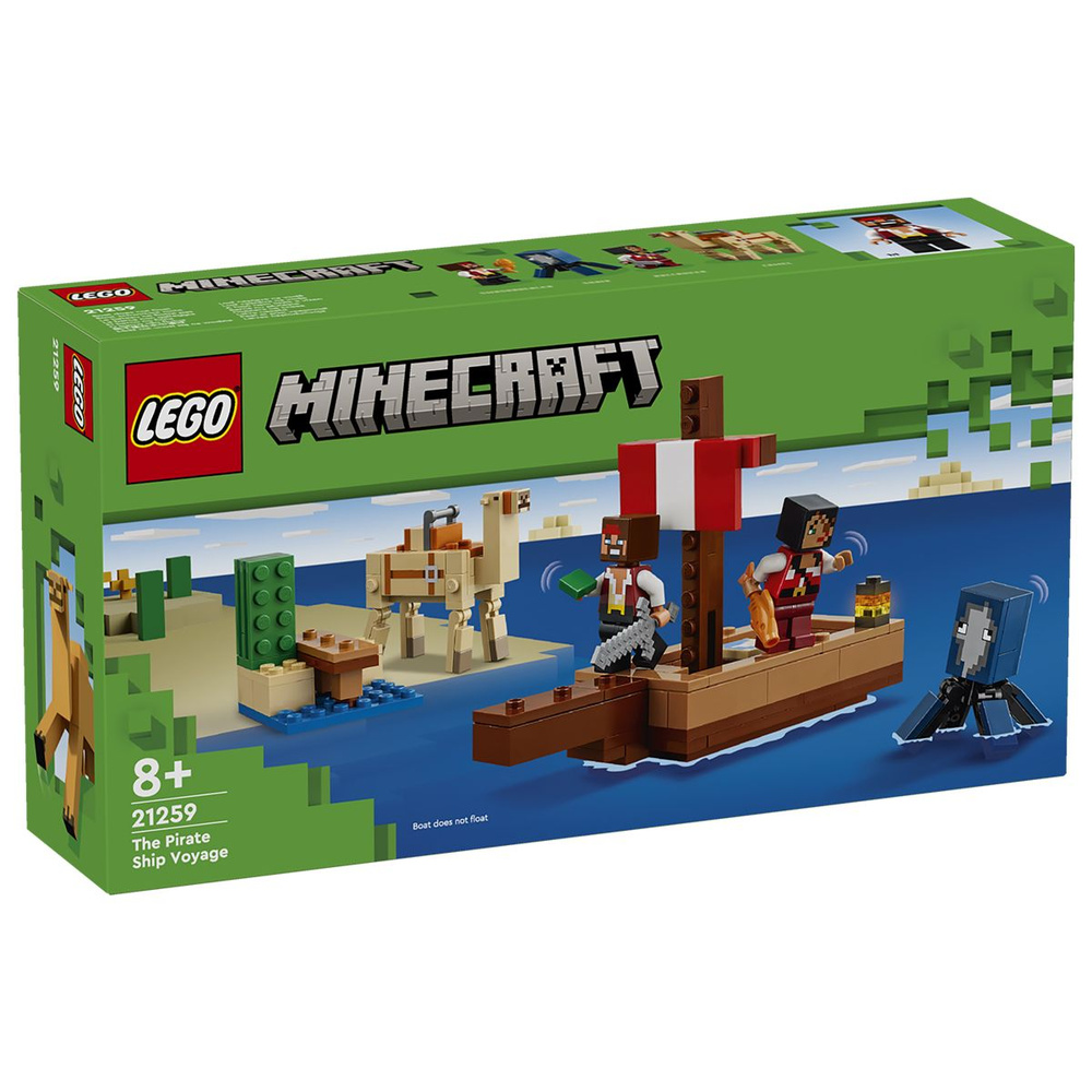 Lego 21259 Minecraft Путешествие на пиратском корабле - купить с доставкой  по выгодным ценам в интернет-магазине OZON (1587003635)