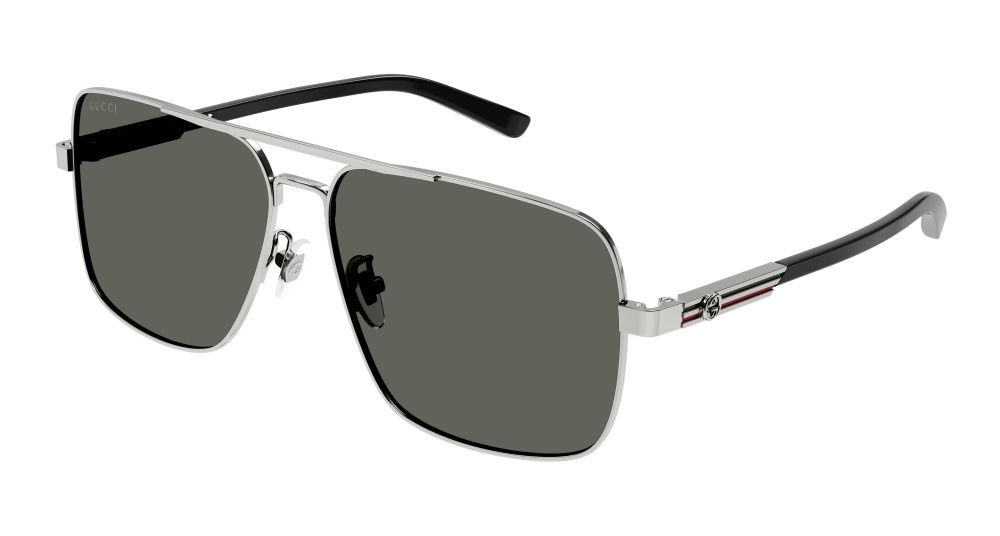 Мужские солнцезащитные очки Gucci GG1289S 001, цвет: серый, цвет линзы: серый, авиаторы, металл  #1