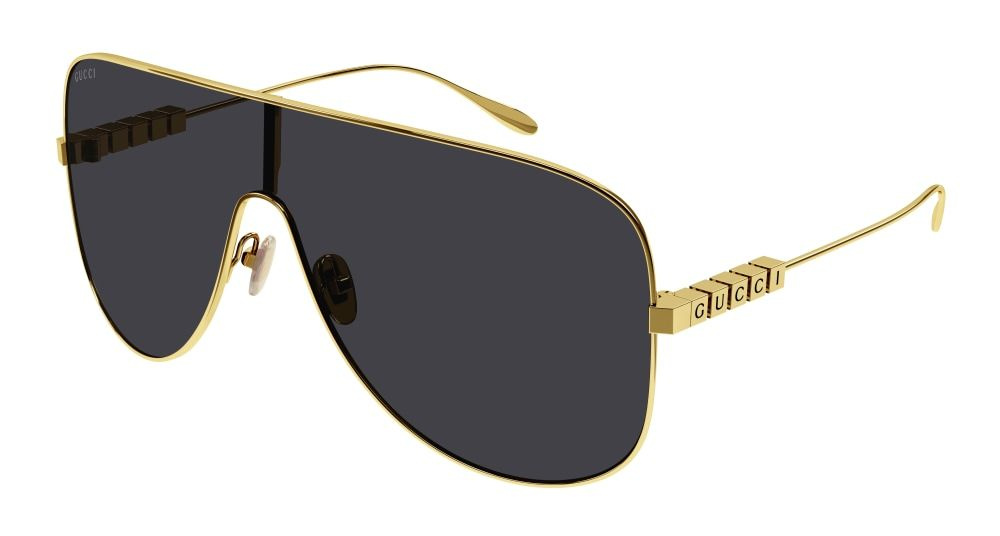 Мужские и женские солнцезащитные очки Gucci GG1436S 001, цвет: золотой, цвет линзы: серый, авиаторы, #1