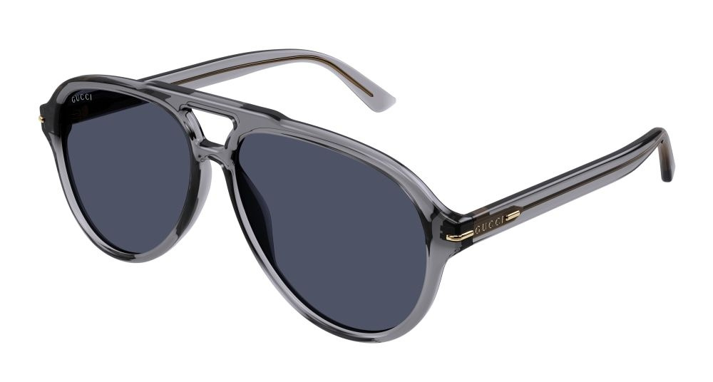 Мужские и женские солнцезащитные очки Gucci GG1443S 005, цвет: серый, цвет линзы: синий, авиаторы, ацетат #1