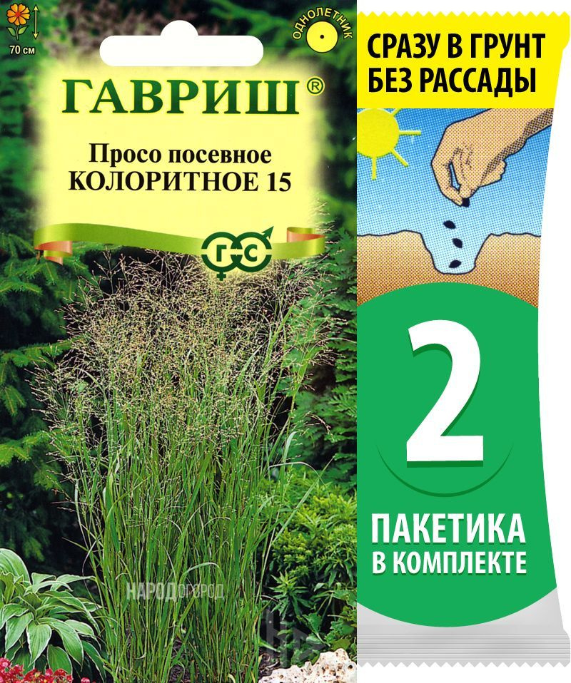 Семена Просо посевное Колоритное 15, 2 пакетика по 0,5г/80шт  #1