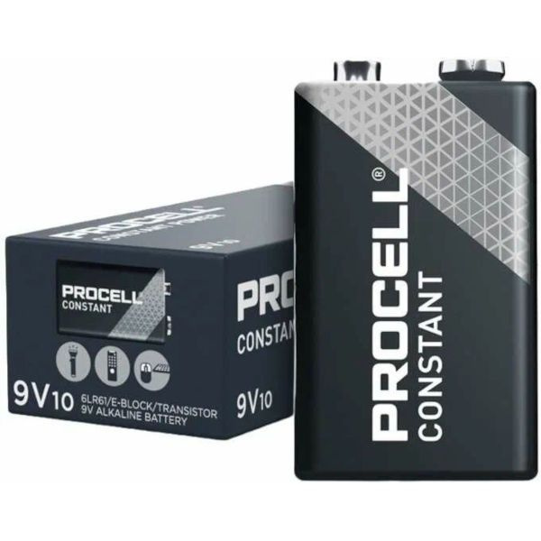 Батарейка (10шт) крона DURACELL 6LF22 (6LR61) PROCELL constant power 9В щелочная(алкалиновая)(BOX10) #1