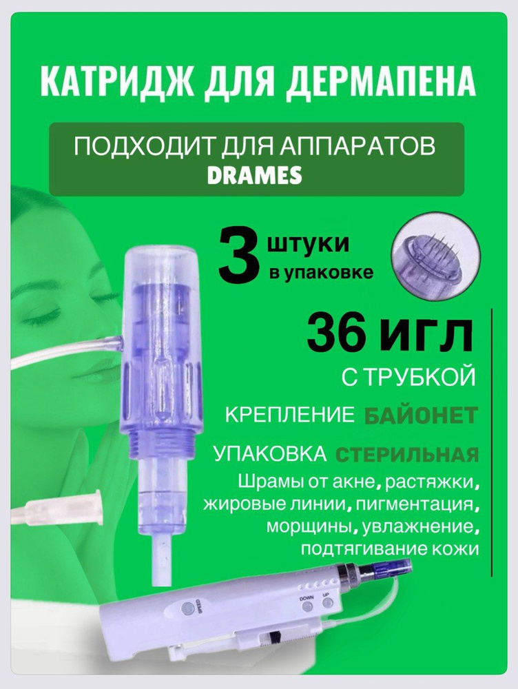 Картридж 36 игл Dr.Pen DraMes Medoderma 36 needle cartrige, насадка на дермапен DraMes, 3 шт. для косметологического #1
