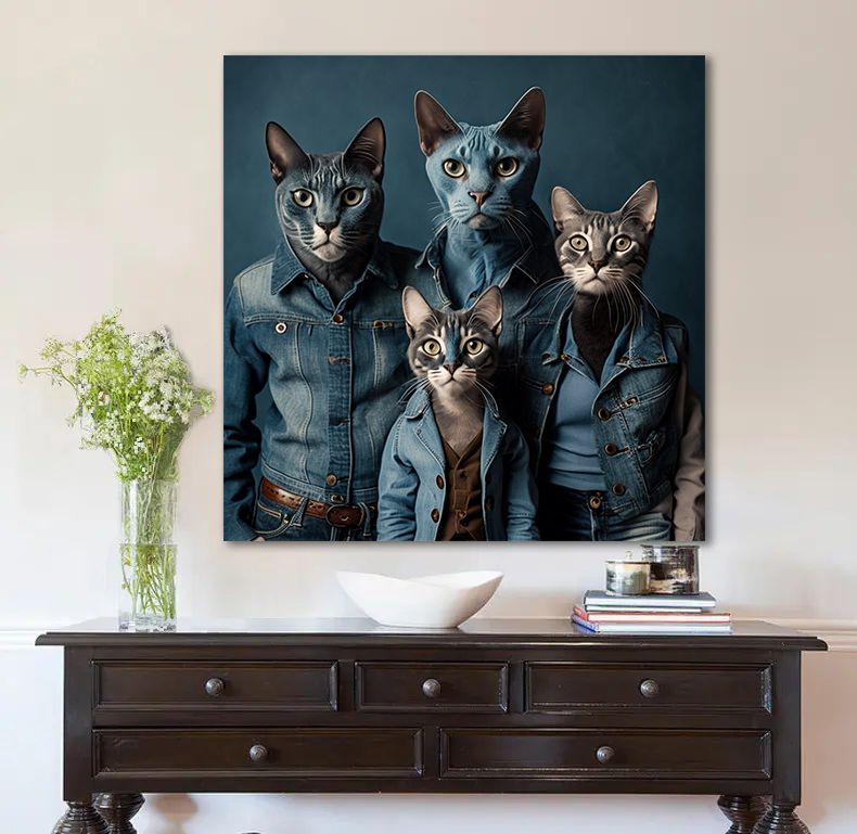 Стильная картина с котами, 60х60 см. #1