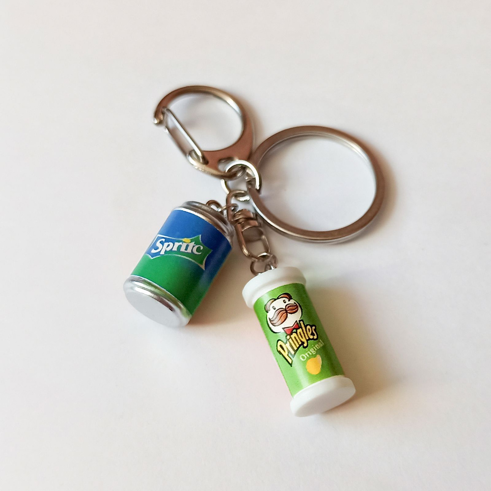 Брелок для ключей с ремешком Pringles + Sprite ( Принглс + Спрайт), подходит для портфеля, телефона, #1