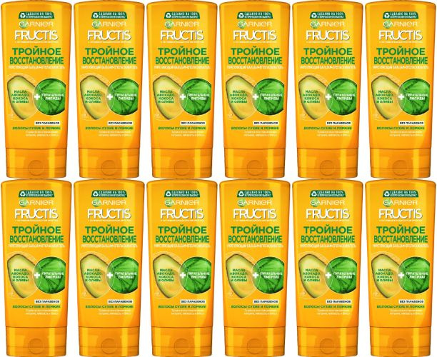 Бальзам-ополаскиватель Garnier Fructis, Тройное восстановление, 400 мл  #1