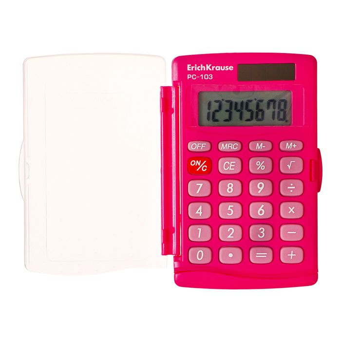 Калькулятор карманный 8-разрядов ErichKrause PC-103 Neon, розовый #1