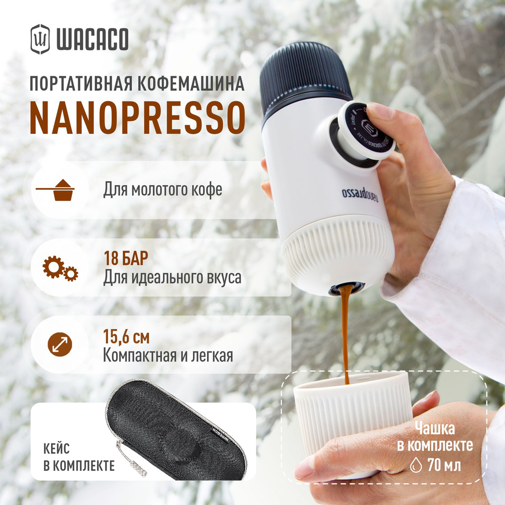 Ручная портативная эспрессо кофемашина Wacaco Nanopresso Elements для молотого кофе с защитным кейсом #1