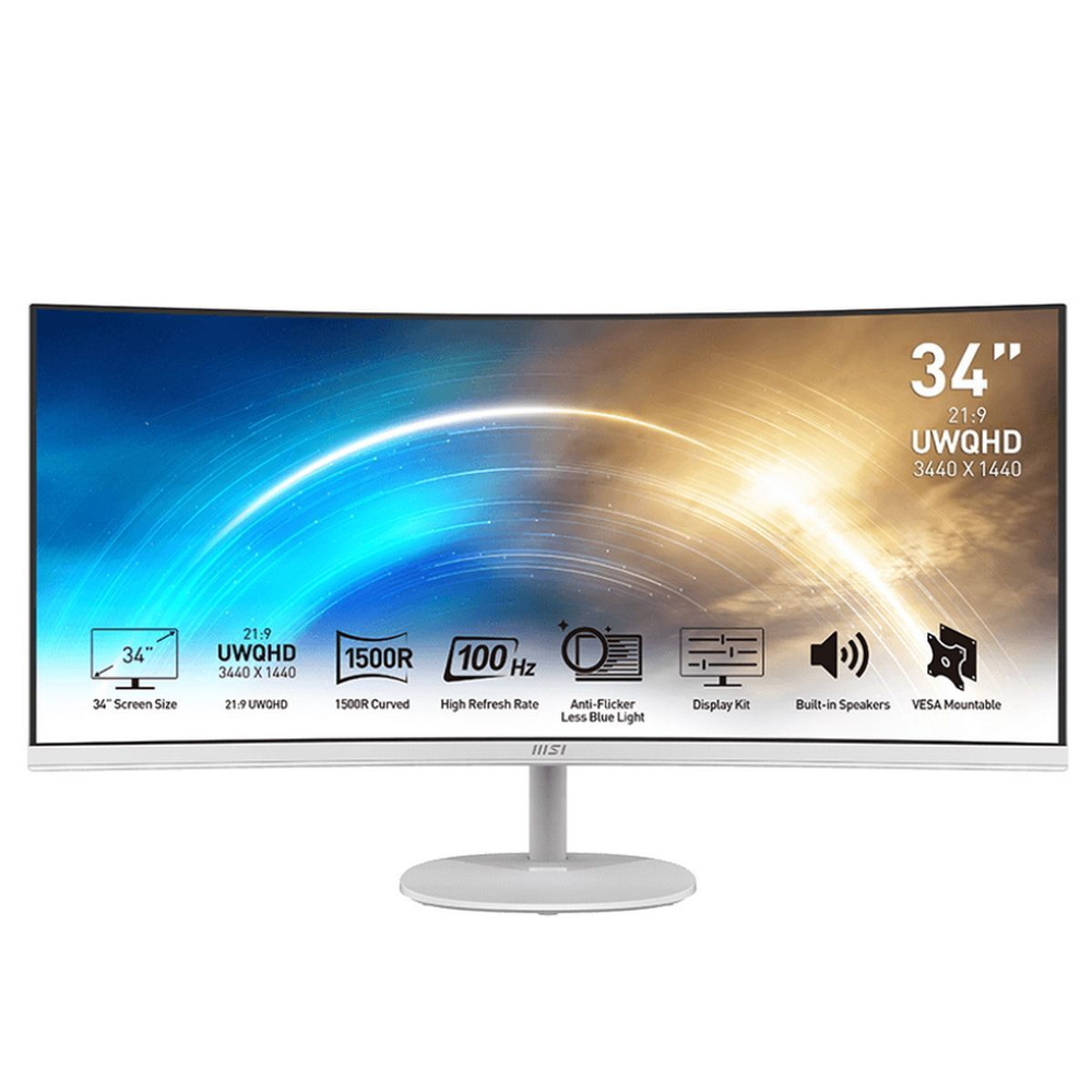 MSI 34" Монитор MP341CQW, VA, 3440x1440, 100 Гц, белый #1