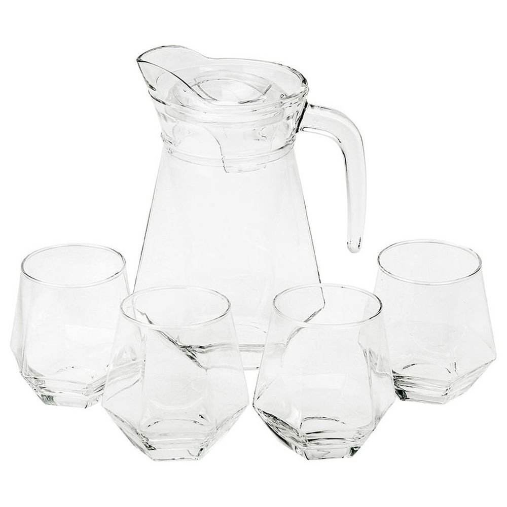 Набор для напитков, кувшин для стеклянный с крышкой, со стаканами, для лимонада, для напитков  #1