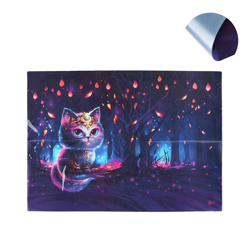 Клеёнка настольная Феникс+ - Волшебный кот, для занятий творчеством, складная, ПВХ, 70х50 см, 1 шт  #1
