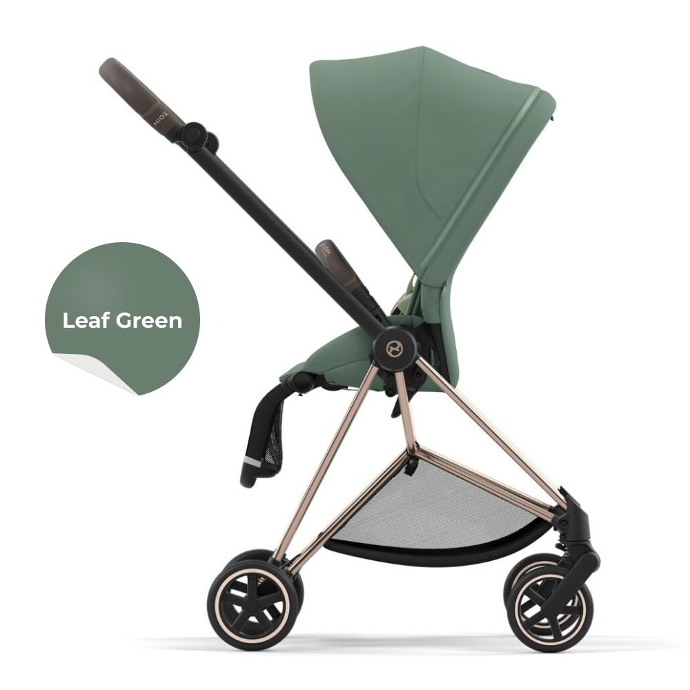 Cybex Mios III Прогулочная коляска, шасси Rose Gold, коричневая ручка, Текстиль Leaf Green  #1