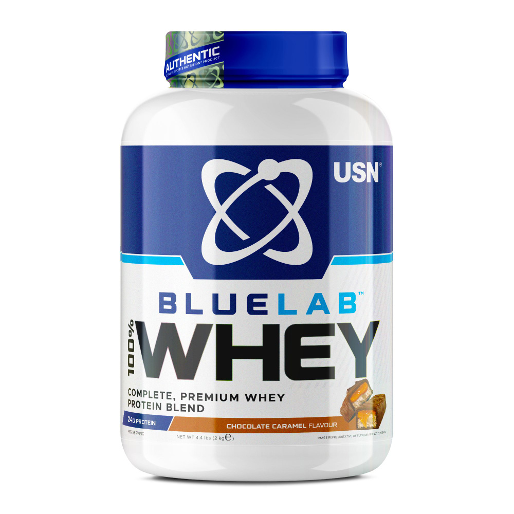 USN Протеин сывороточный, BlueLab Whey 2000 грамм (Карамель-шоколад)  #1