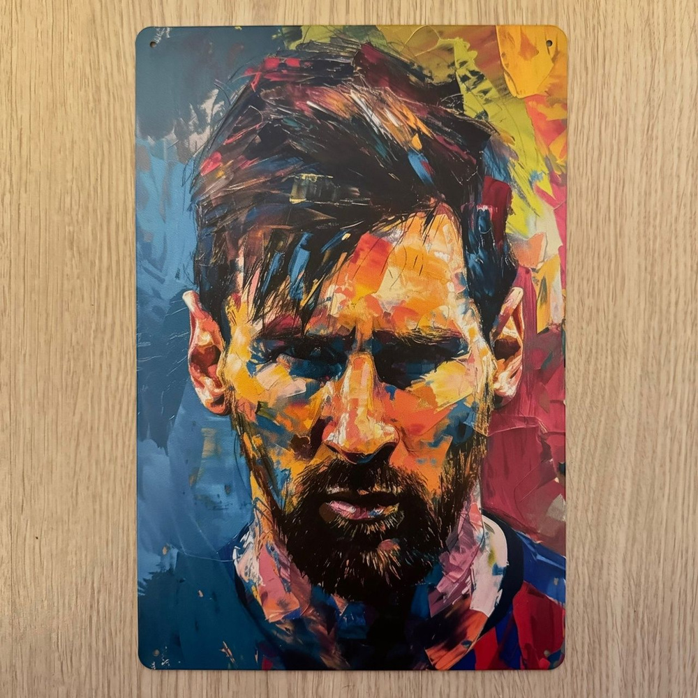 Табличка металлическая интерьерная Арт Лионель Месси Art Lionel Messi  #1