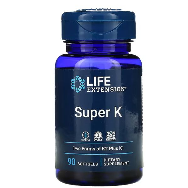 Life Extension, Super K, Витамины K1 и K2 для сердца и сосудов, костей и нервной системы, 90 мягких капсул #1