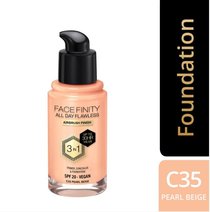 Max Factor тональный крем Facefinity all day flawless 3 in 1 vegan foundation C35 PEARL BEIGE  #1