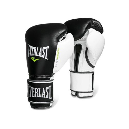 Перчатки тренировочные Everlast Powerlock_размер14 oz_черный/белый/зеленый_натуральная кожа  #1