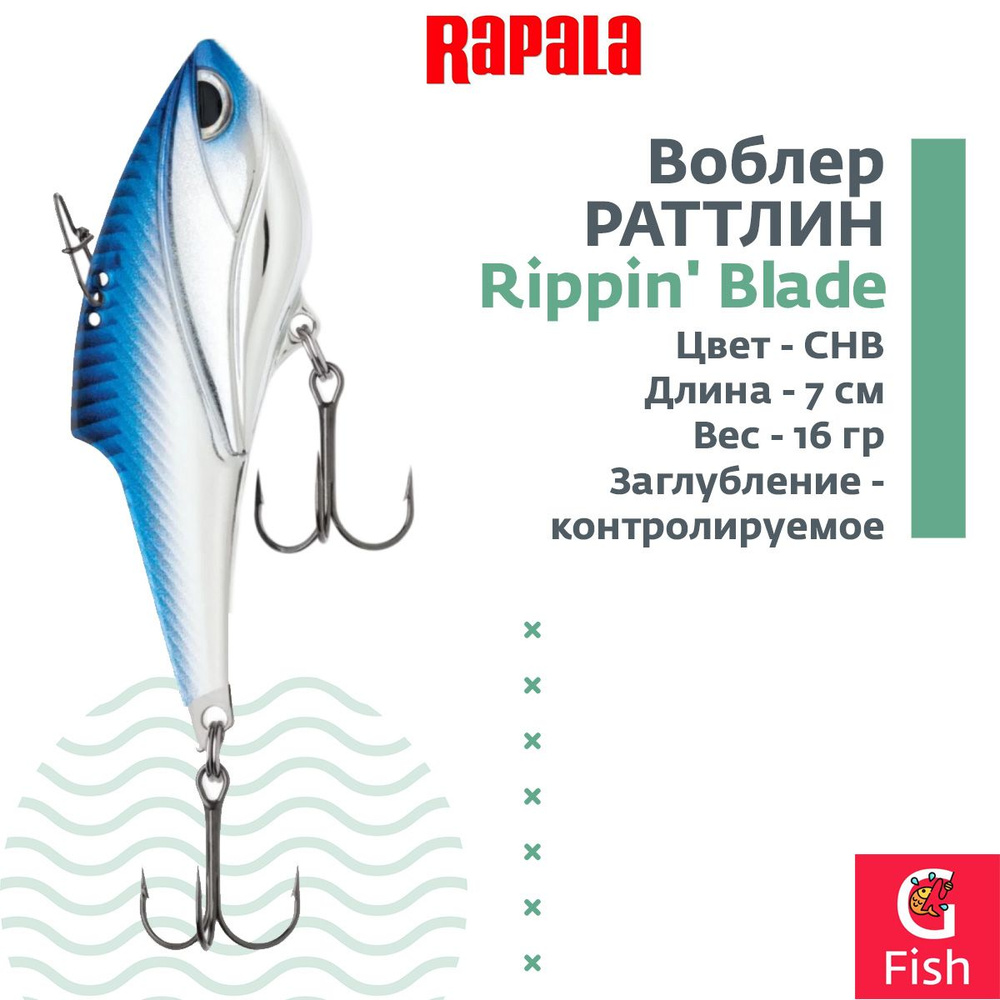 Воблер RAPALA Rippin' Blade 07, CHB, тонущий, 7см, 16гр #1