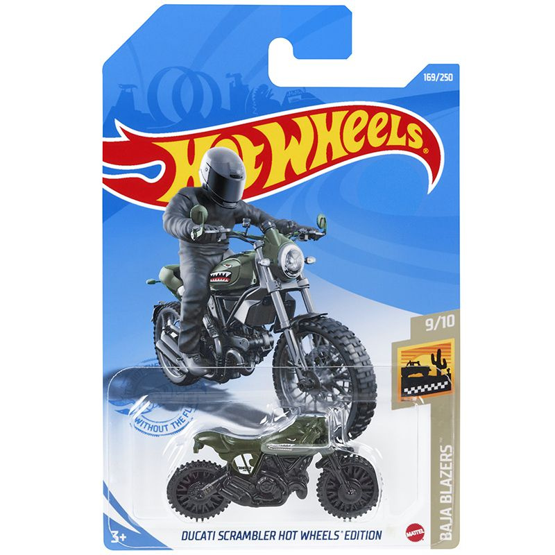 Машинка Mattel Hot Wheels 2021 C4982 Ducati Scrambler Hot Wheels Edition Gray Green #1