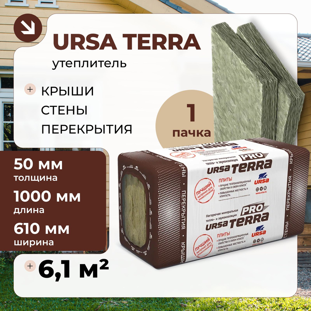 Утеплитель для стен и крыши URSA TERRA 34 PN PRO 50 мм 6.1 м2 #1