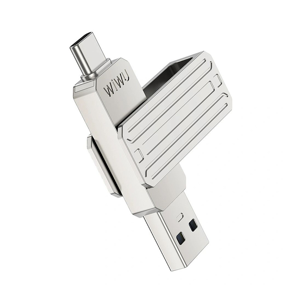 Флешка USB 256GB Wiwu Flash Drive 3 in 1 USB 3.2 Flash Drive USB-A + Lightning + Type-C OTG - Silver #1