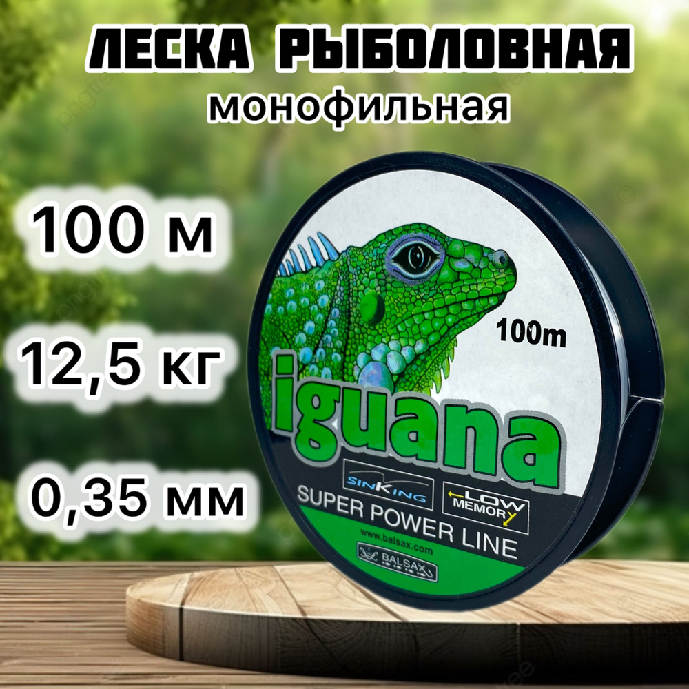 Леска для рыбалки 0,35 мм, 12,5 кг, леска рыболовная Iguana #1