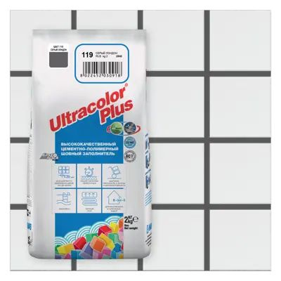 Mapei Ultracolor Plus/Мапей Ультраколор Плюс, 2кг,Цвет №119 Серый Лондон,затирка цементная  #1