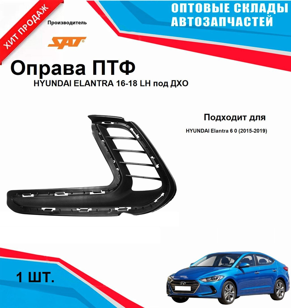 Решетка противотуманной фары левая на HYUNDAI ELANTRA 16-18 под ДХО  #1