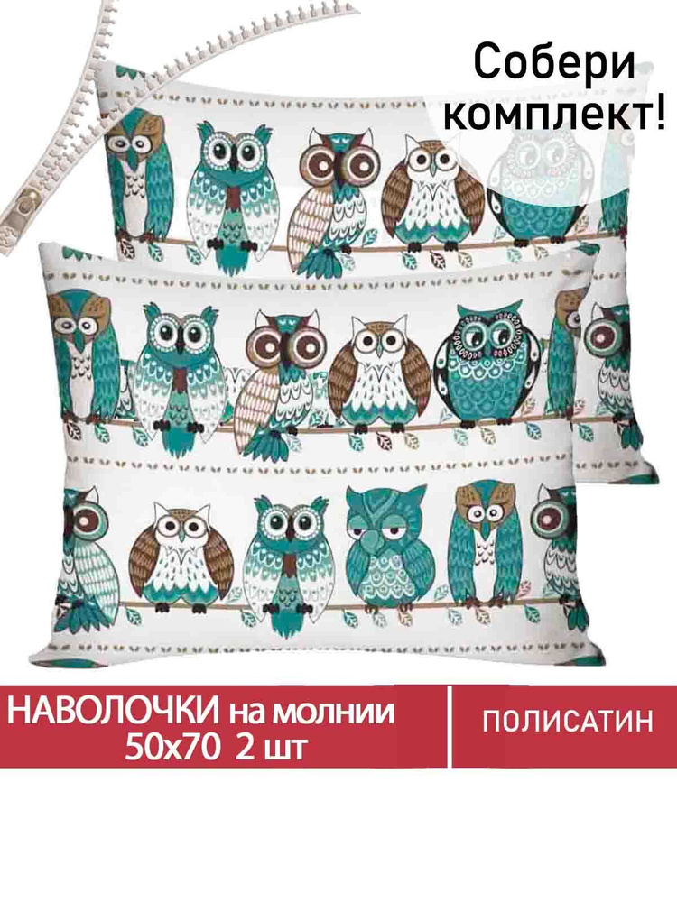 Наволочка комплект 2шт Мечта "Owl" 50х70 см полисатин #1