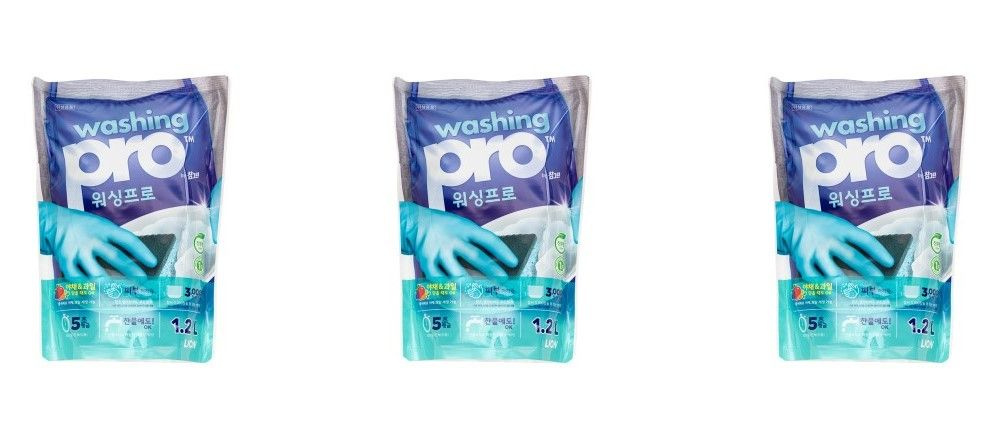 LION Средство для мытья посуды Washing Pro, 1200 мл, 3 шт #1