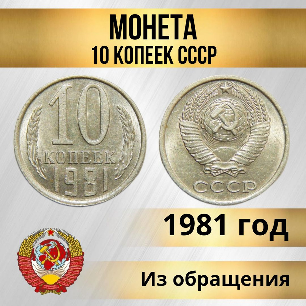 Монета 10 копеек ссср 1981 год, из обращения. #1