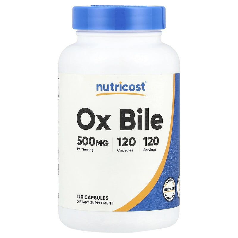 Nutricost,Ox Bile, Бычья желчь, 500 мг, 120 капсул #1