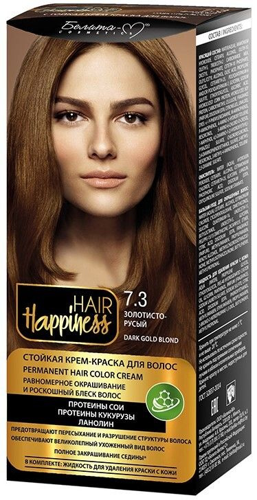 Белита-М Краска для волос Крем HAIR HAPPINESS Стойкая тон №7.3 Золотисто русый  #1