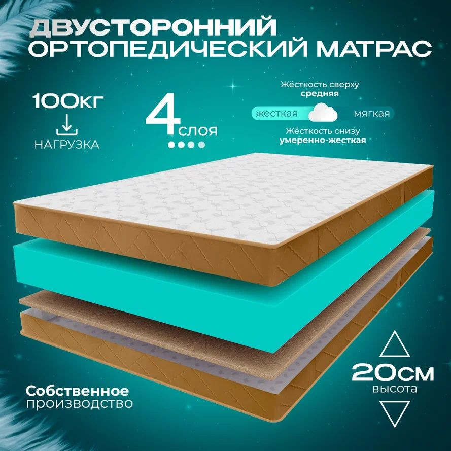 VITAFLEX Матрас Ортопедический беспружинный матрас 110x195 VITAFLEX Anatomic 19V Sk, латексированая кокосовая #1