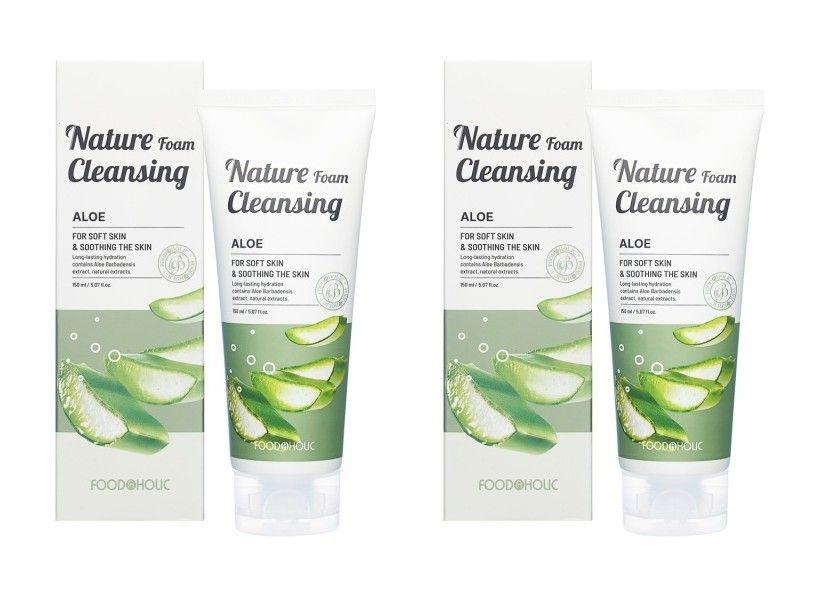 FoodaHolic Увлажняющая пенка для умывания Nature Foam Cleansing Aloe, с экстрактом алоэ, 150 мл, 2 шт #1