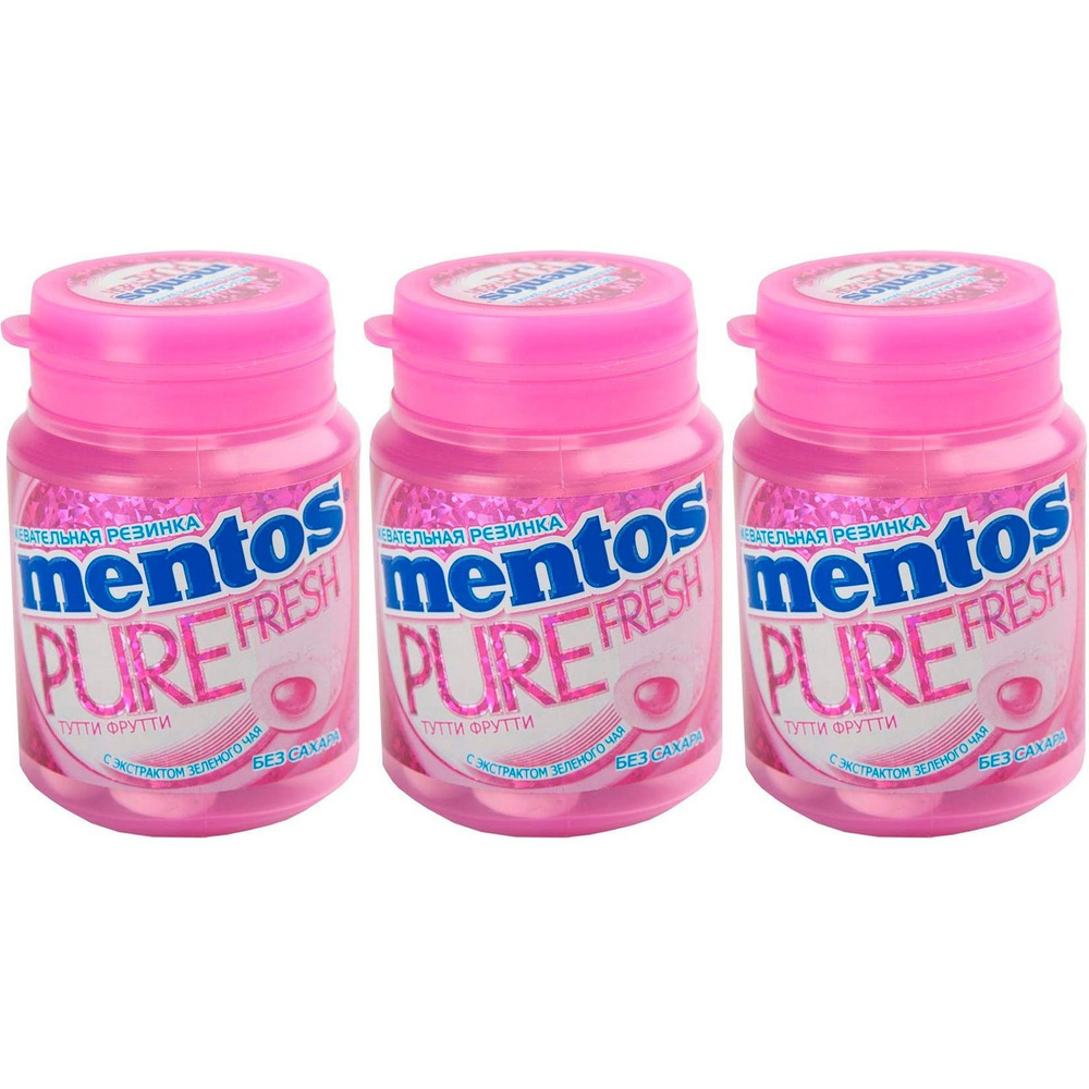 Жевательная резинка Mentos Pure Fresh Тутти Фрутти 36 шт 54 г, набор: 3 штуки  #1