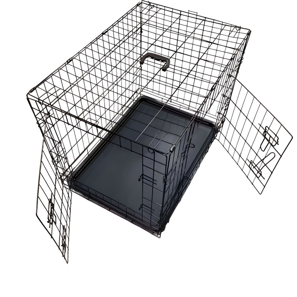 Клетка для собаки, №3, Размер - 76x46x53 см, 2 двери, Цвет - Черный  #1