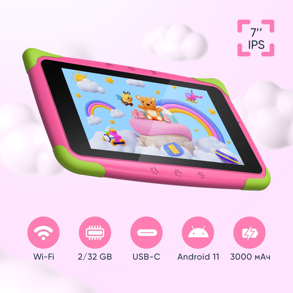 7" Планшет Topdevice Kids Tablet K7 TDT3887_WI_D_PK_CIS32GB , Wi-Fi, 2ГБ RAM, розовый  #1