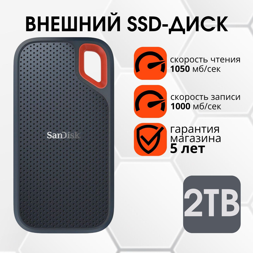 Внешний SSD диск SanDisk 2 TB Extreme Portable V2 1050 МБ/сек (SDSSDE61-2T00-G25) #1