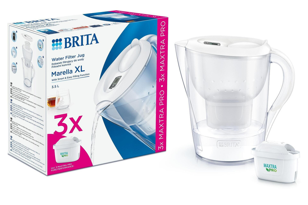 Фильтр-кувшин BRITA Marella XL, белый, 3,5 л + 3 картриджа Maxtra Pro Универсальный  #1