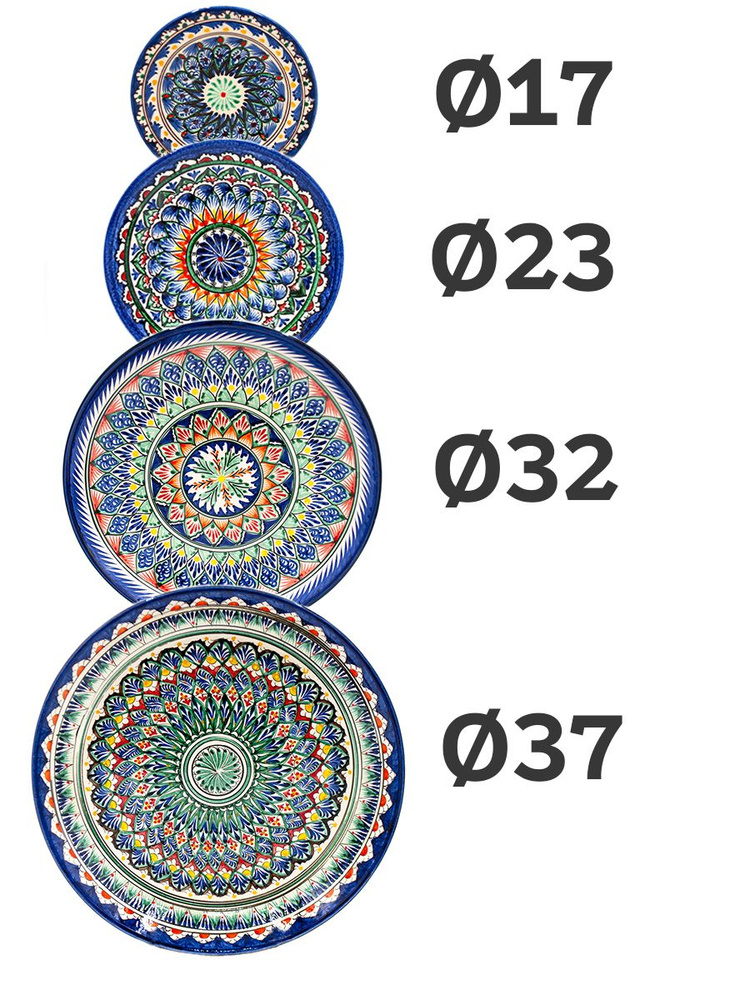 Риштанская керамика Набор тарелок, 4 шт, Керамика #1