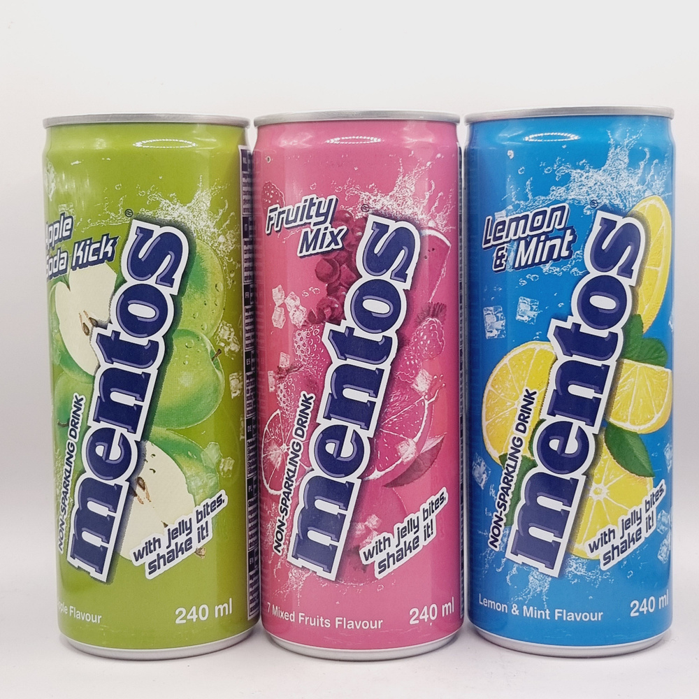 Mentos негазированный напиток Lemon&Mint Apple Soda Kick Fruity Mix 0,24л.* 3 (Корея)  #1