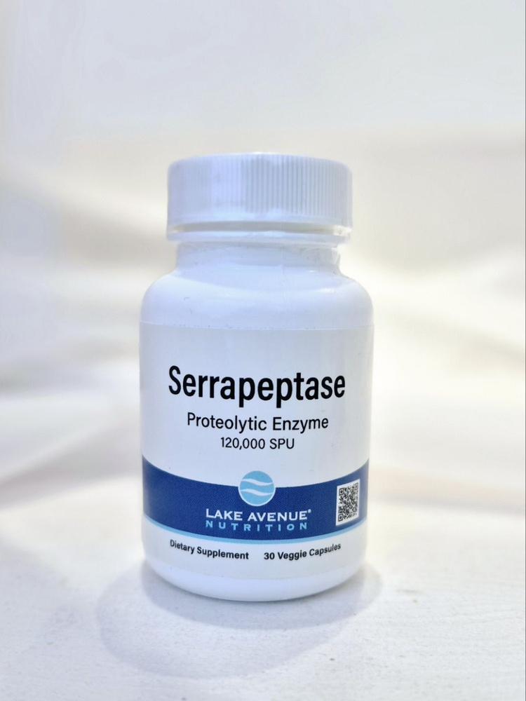 Серрапептаза, протеолитический фермент, 120,000 SPU 30 капсул, Serrapeptase 120,000 Lake Avenue Nutrition, #1