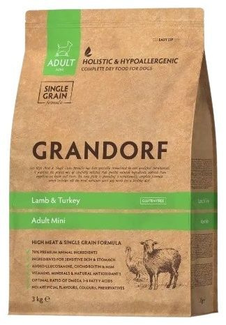 Корм GRANDORF Lamb&Turkey Adult Mini Ягненок и индейка для взрослых мелких пород 3 кг  #1