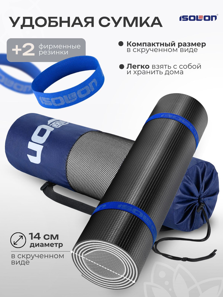 Коврик для йоги Yoga Mat 6 / ISOLON / 180х60 см. С сумкой. Легкий, специальная плотность. Новогодний #1