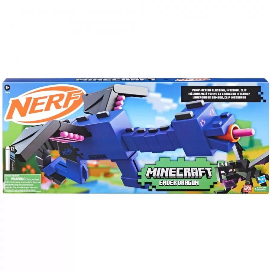 Nerf Minecraft Ender Dragon. Пусковая установка Nerf Minecraft Ender Dragon черпает вдохновение из популярной игры Minecraft, воспроизводя внешний вид босса Ender Dragon