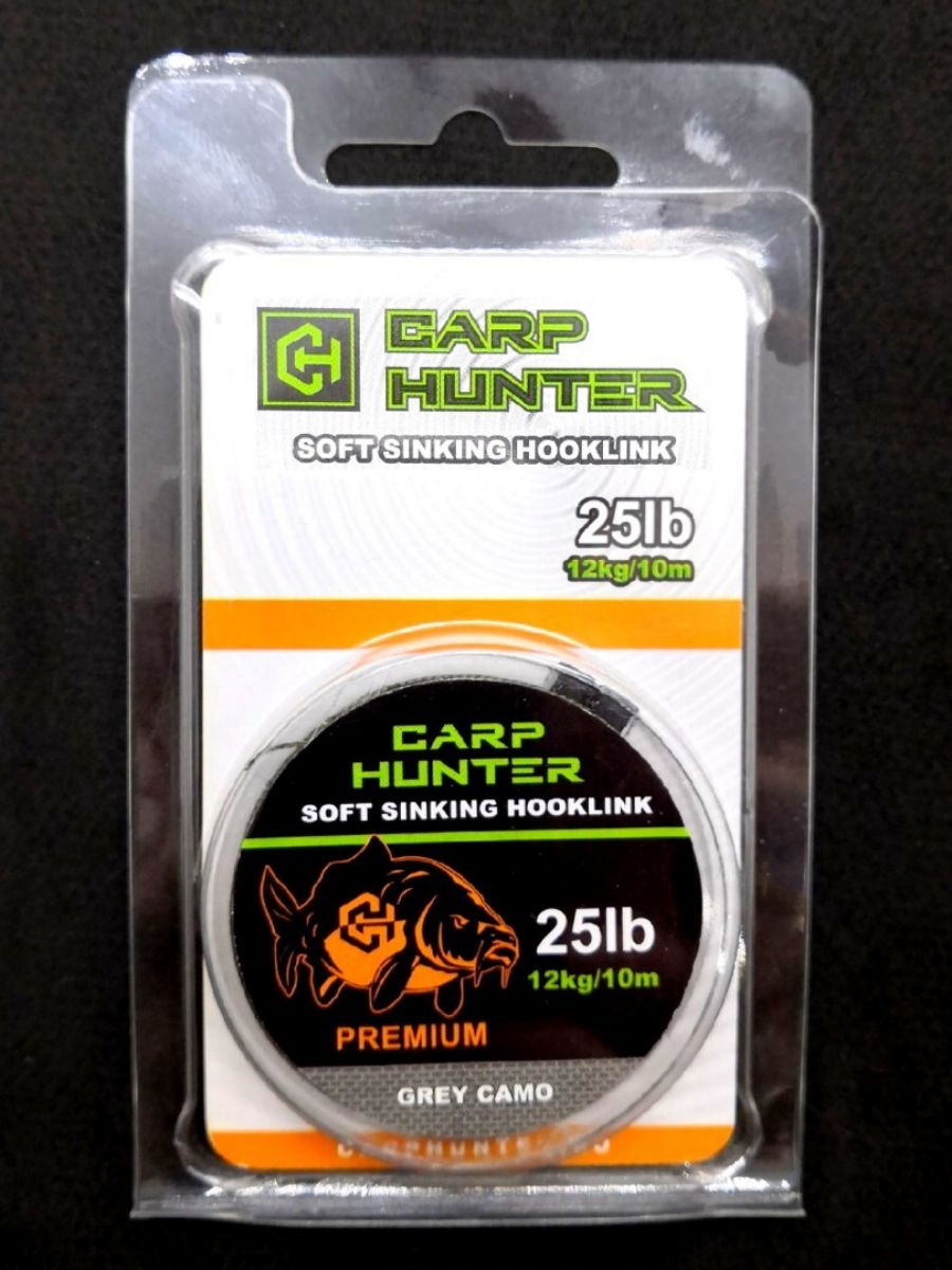 ПоводковыйматериалCarpHunterPREMIUM25lb(12кг)10м(greycamo)